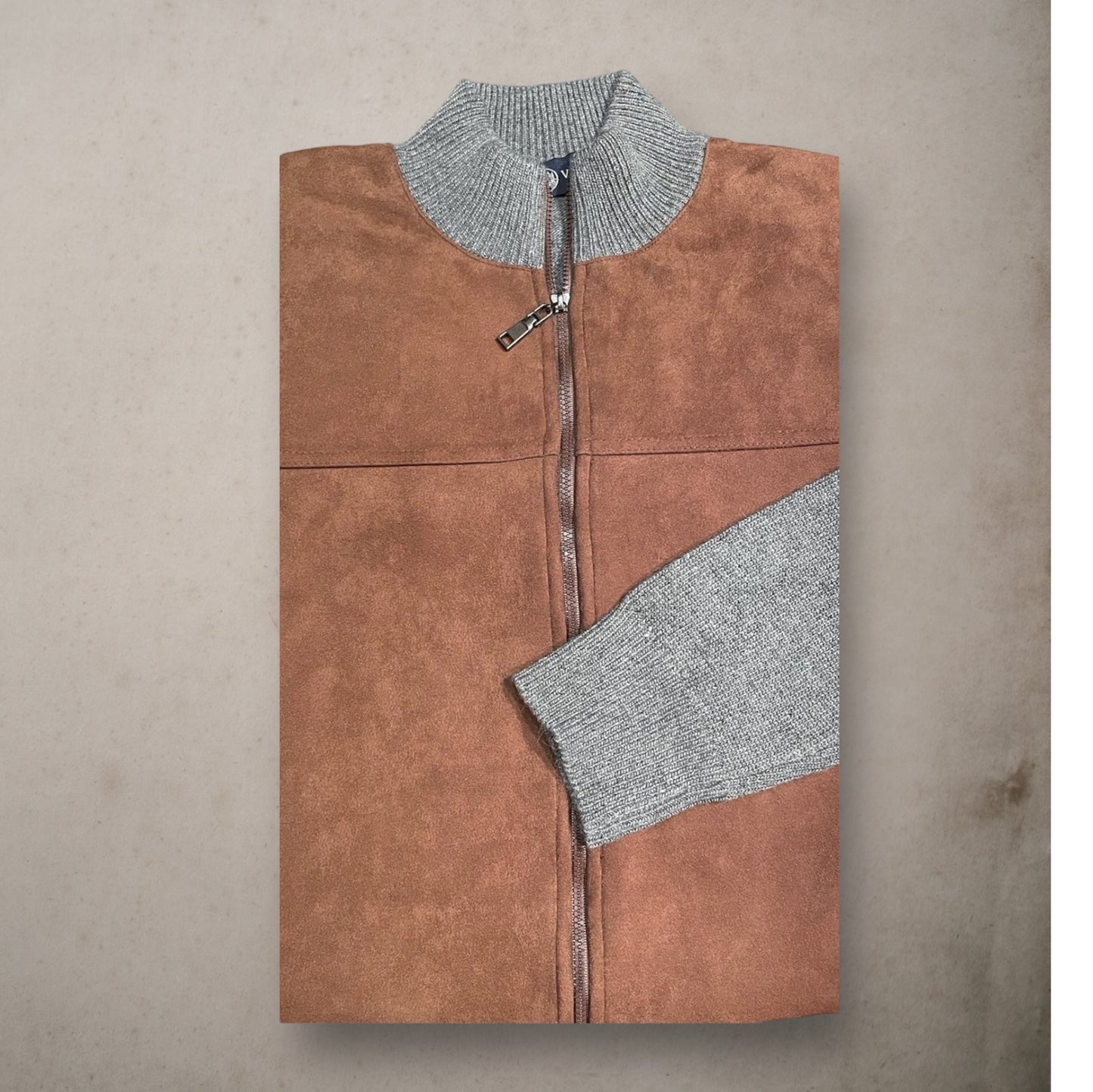 Giubbino Microfibra Marrone e Lana Grigia