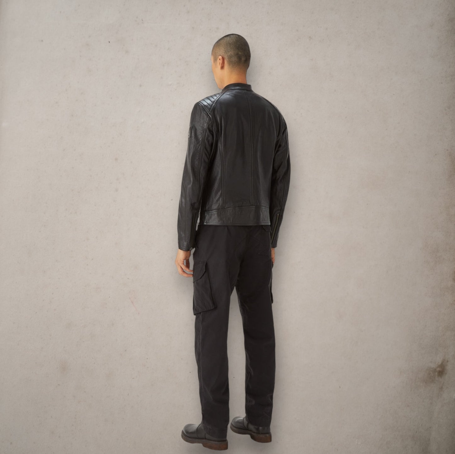 V Racer Jacket Cheviot Leather Black