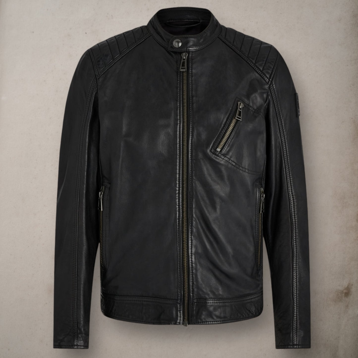 V Racer Jacket Cheviot Leather Black