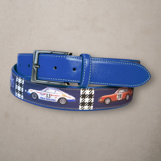 Belt Race Car Pied De Poule Light Navy - Vaturi
