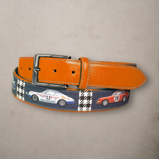 Belt Race Car Pied De Poule Orange - Vaturi