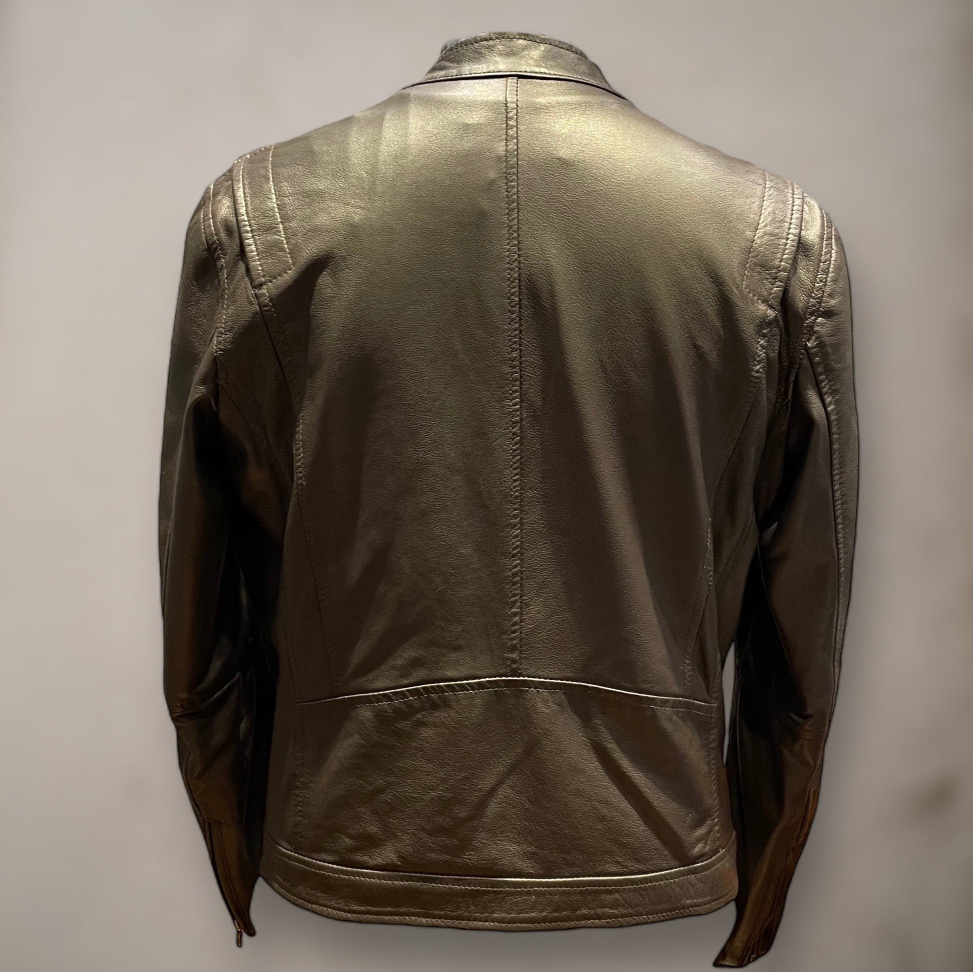 Biker Zip Brown Leather Jacket - Vaturi