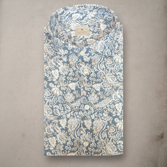 Linen Shirt India Light Navy - Vaturi