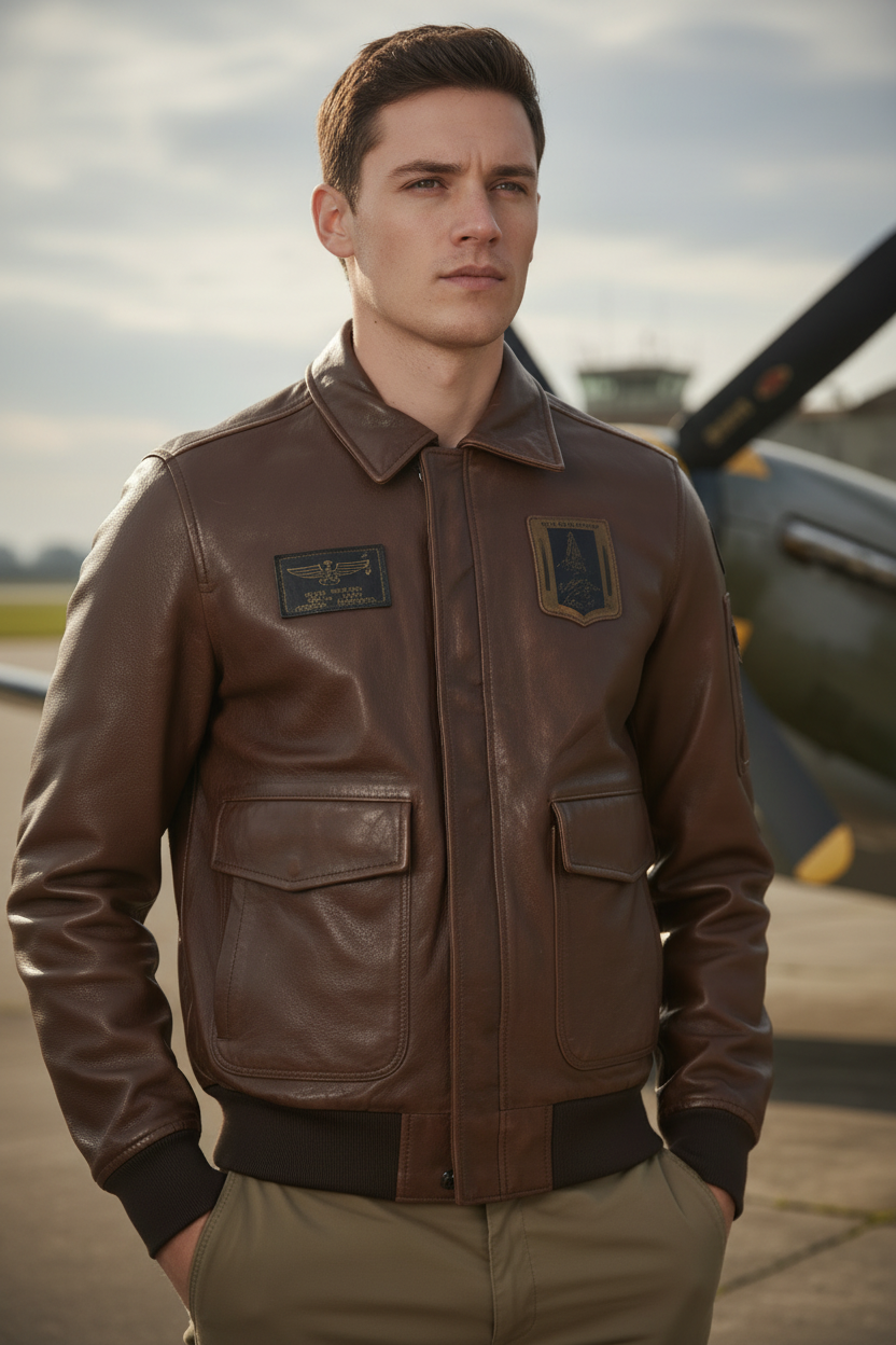 Pilot Jacket  in Pelle Lux