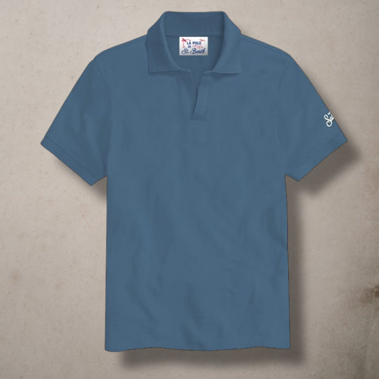 Cotton Piquet Polo Shirt Dusty Blue