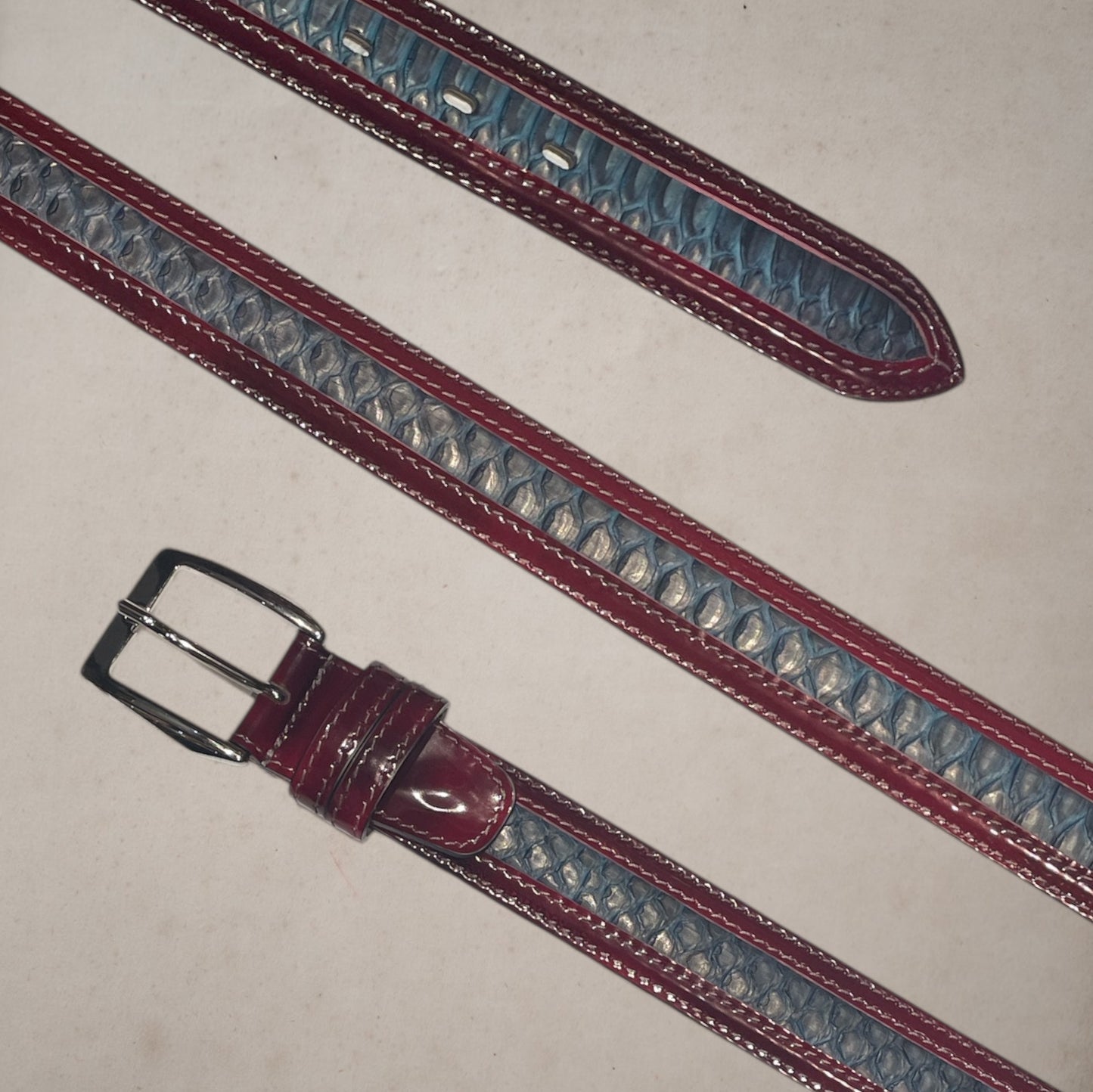 Venezia Leather and Navy Pyton Belt