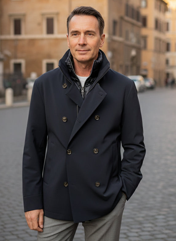 Double-breasted Jacket Padded With Light Down