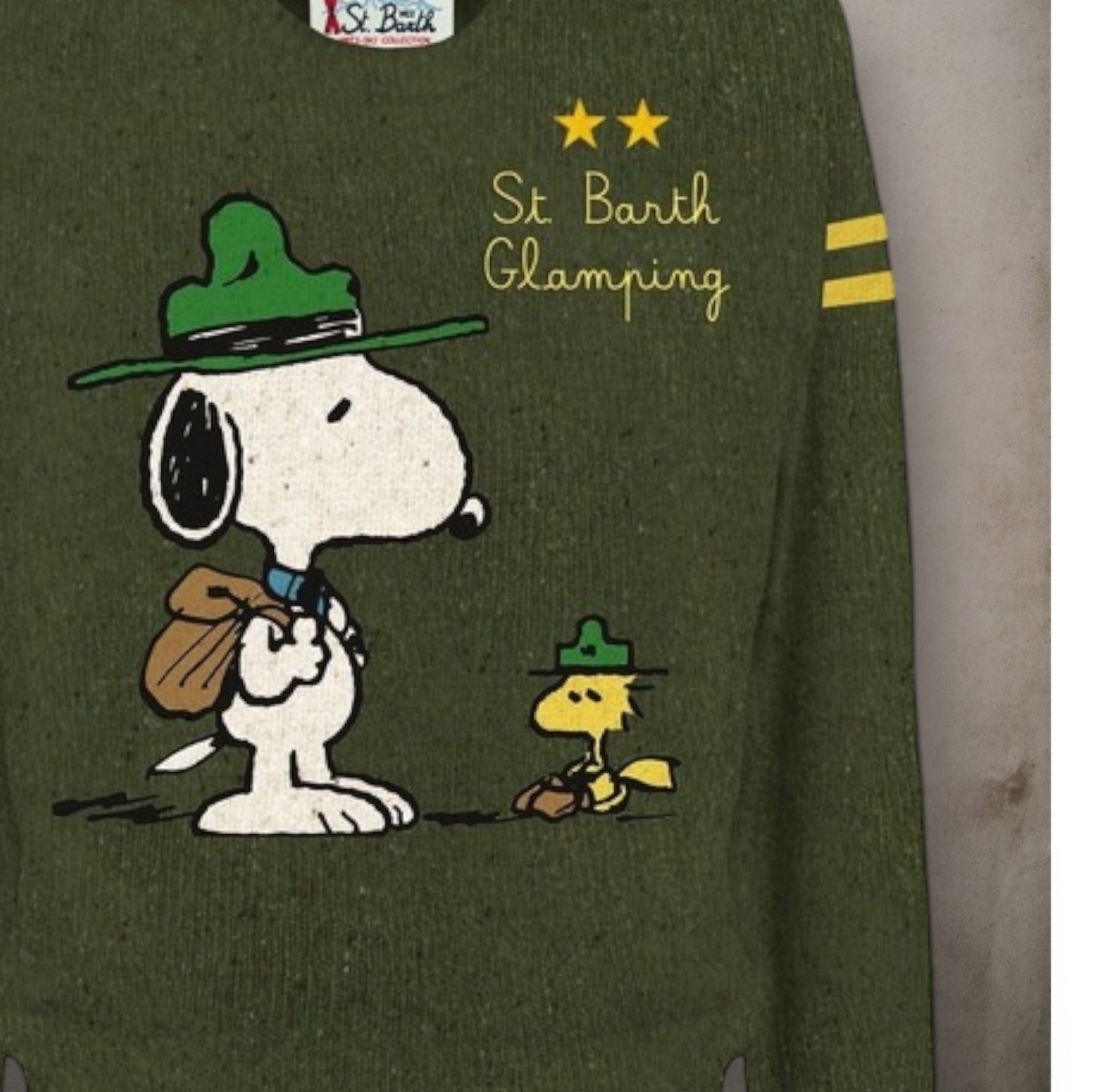 Maglione verde Snoopy Glamping