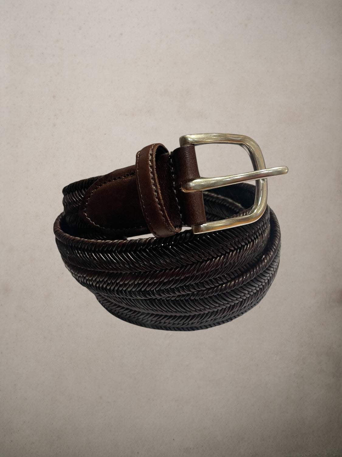 Brown Leather Belt Interwined