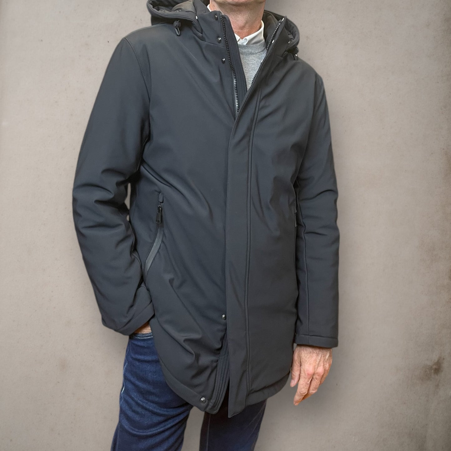 Morning  Coat  Navy Hood