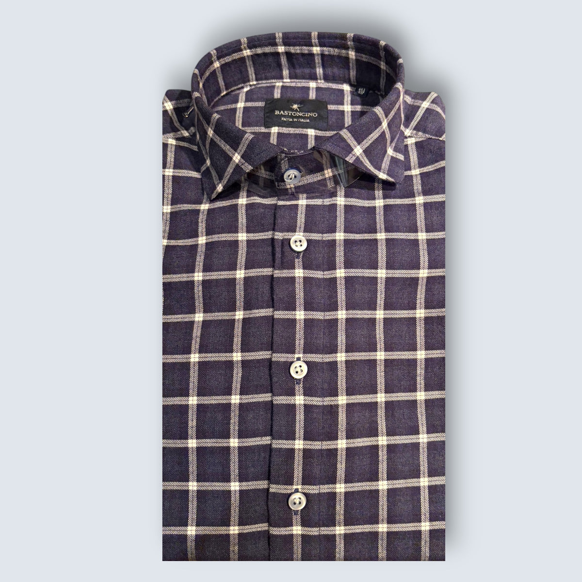 Shirt Warm Cotton Checked Blue and White