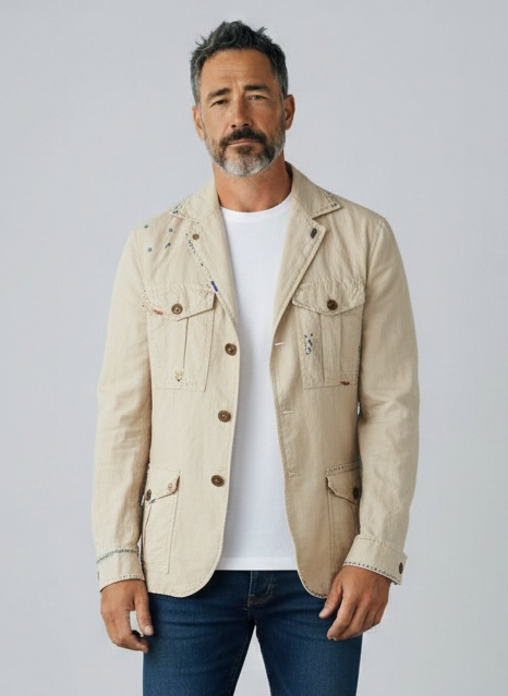 Jacket  Micro Flowers Milk