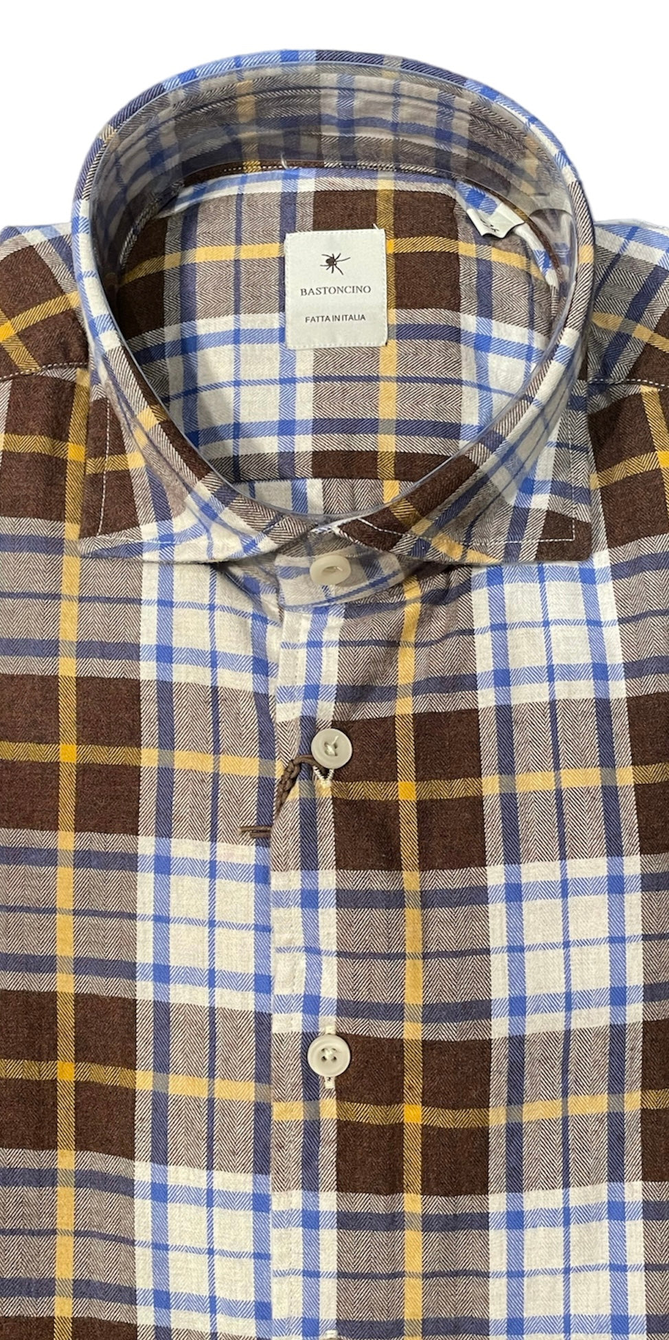 Shirt  Madras Yellow Brown Bastoncino