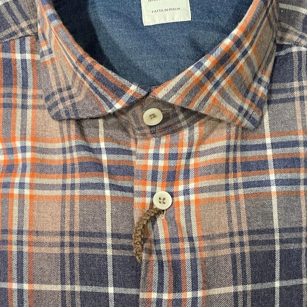 Shirt  Madras Orange  Navy Bastoncino