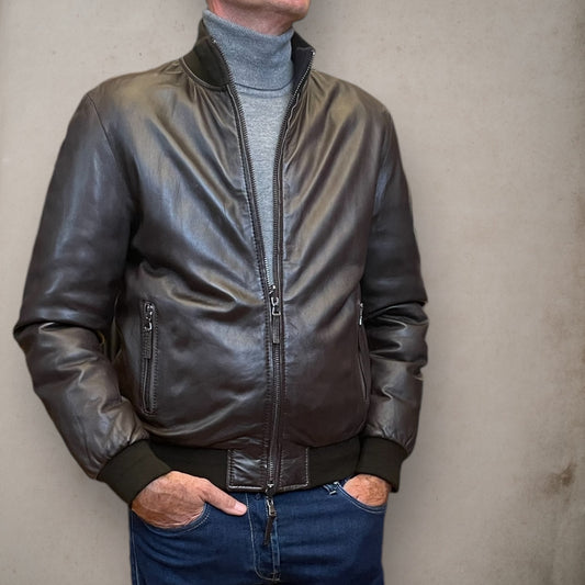 Derek Brown Leather Reversible Jacket