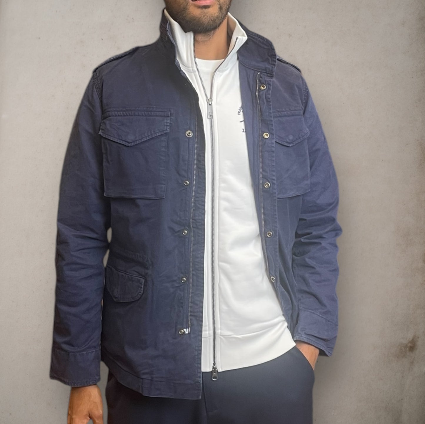 Field Jacket  in cotone blu scuro