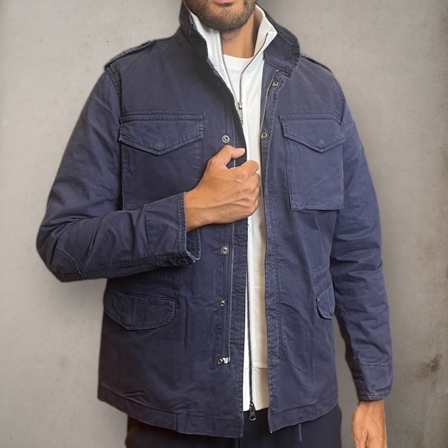 Field Jacket  in cotone blu scuro