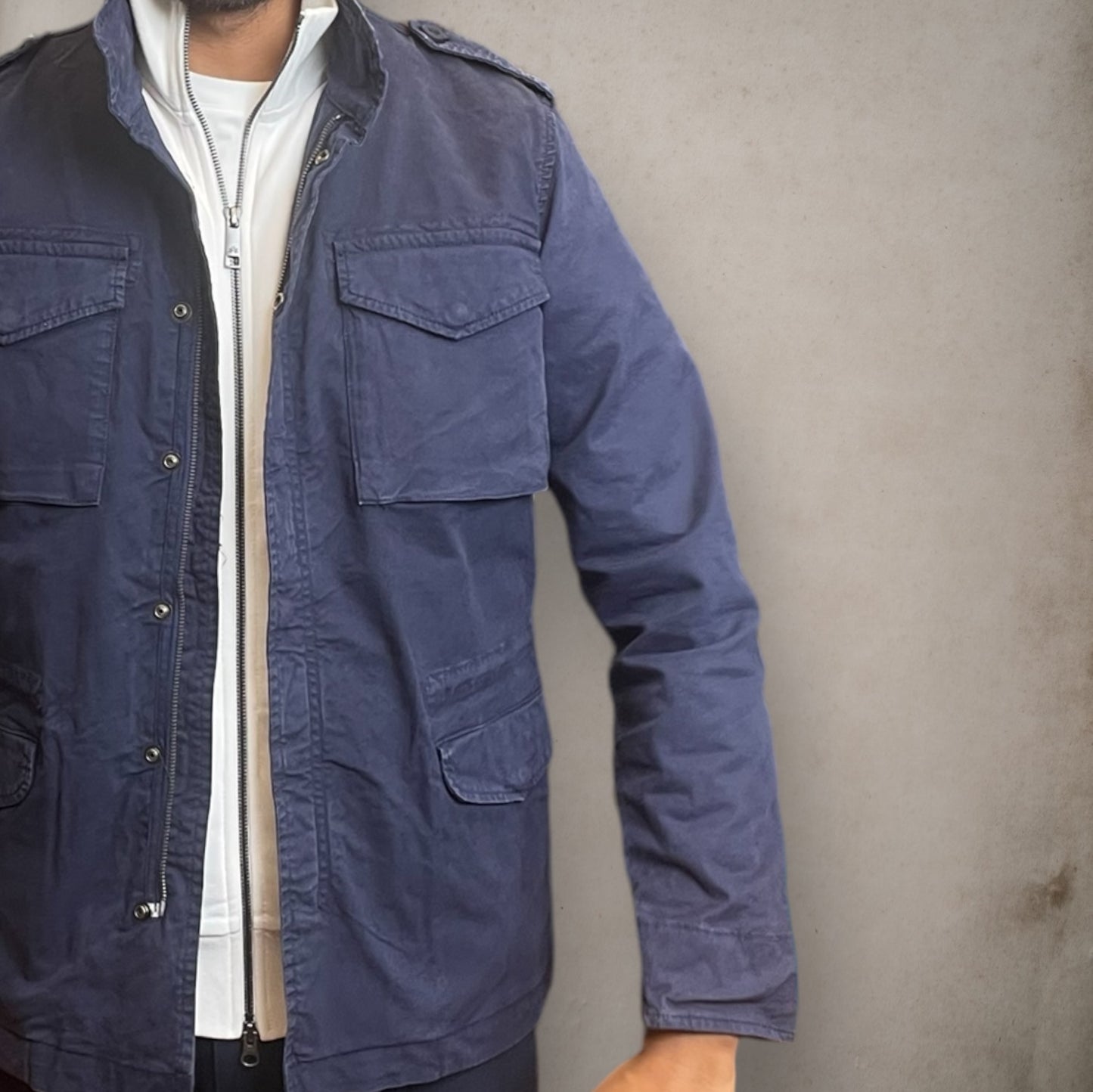 Field Jacket  in cotone blu scuro