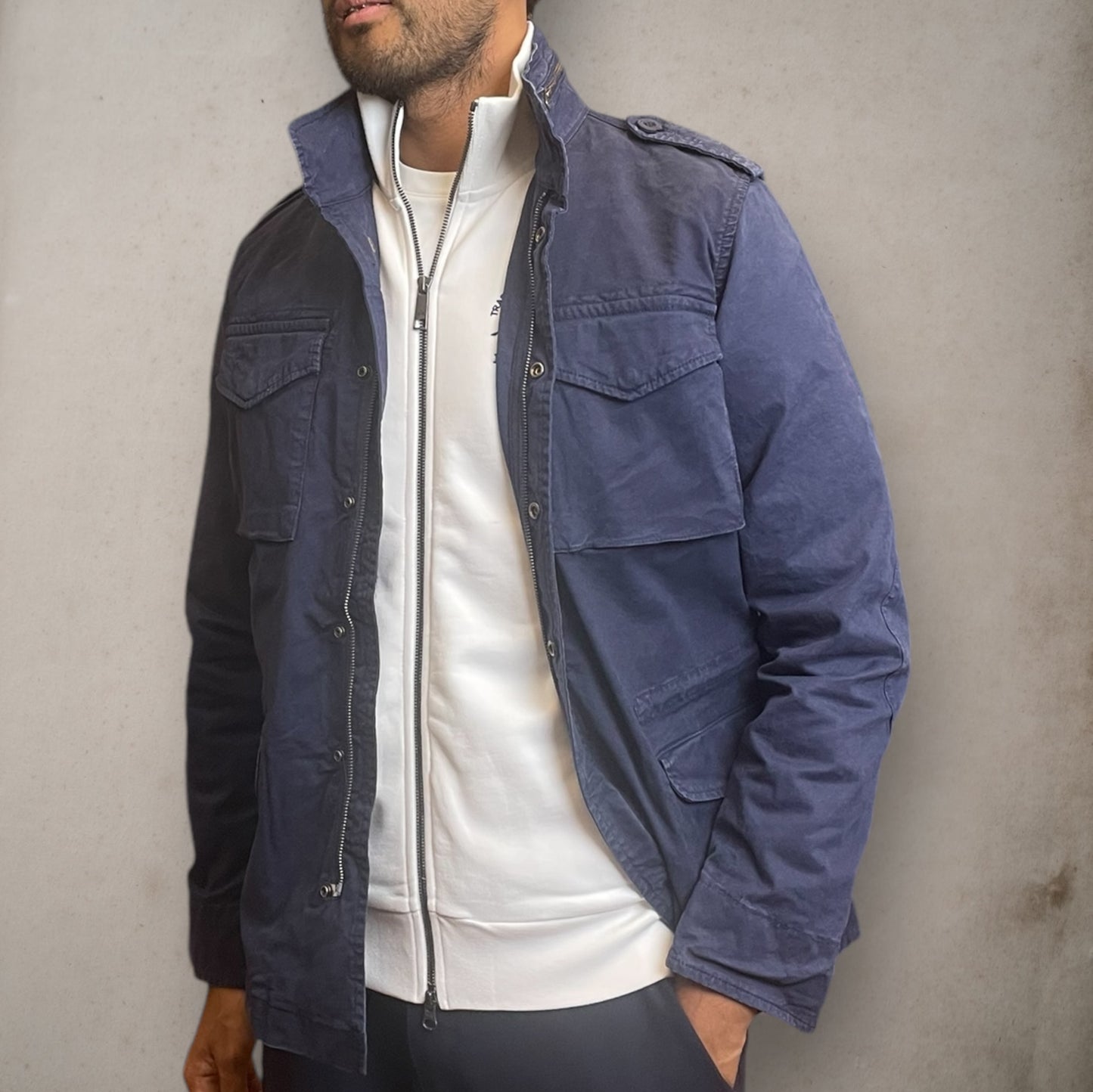 Field Jacket  in cotone blu scuro