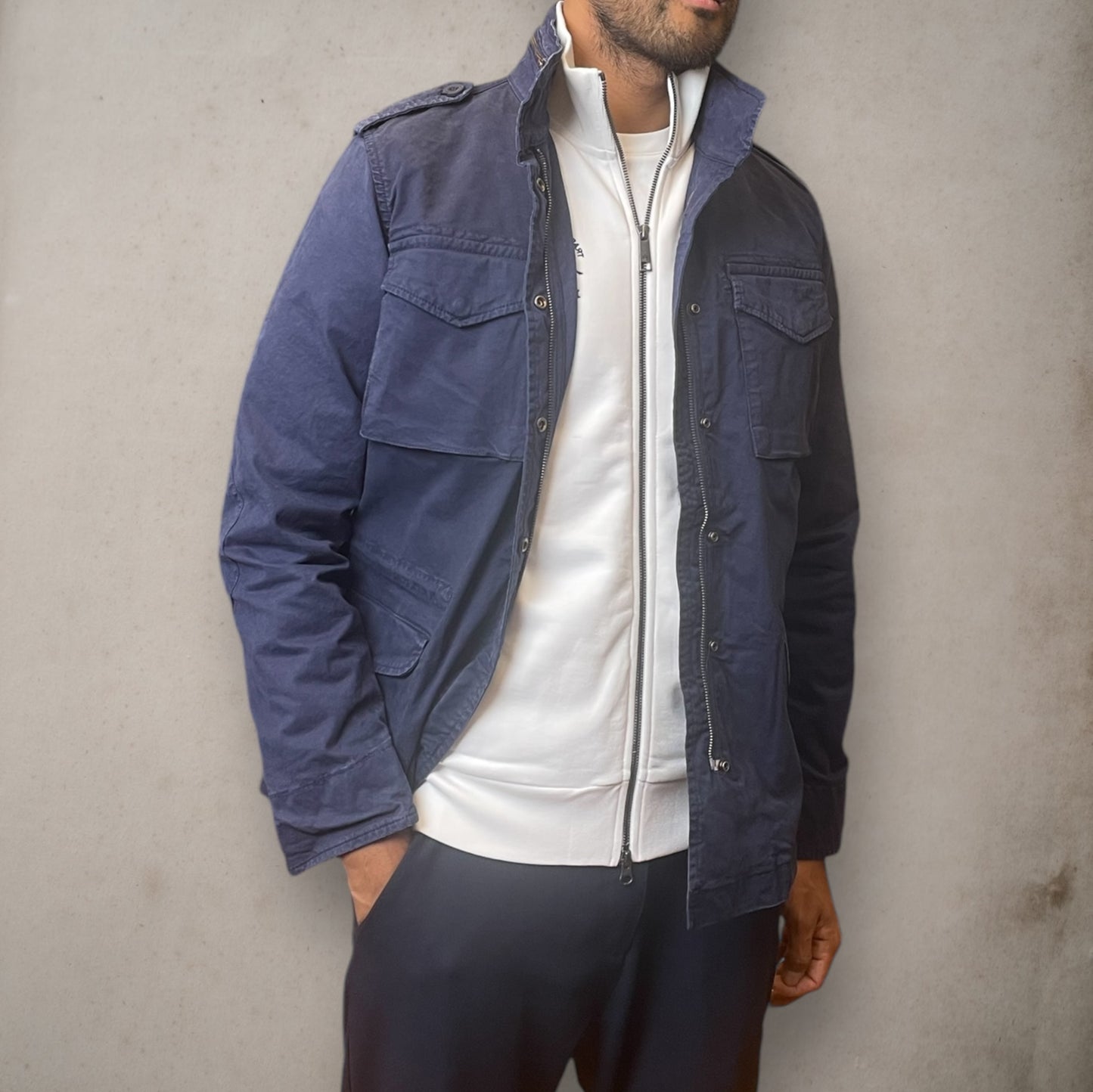 Field Jacket  in cotone blu scuro