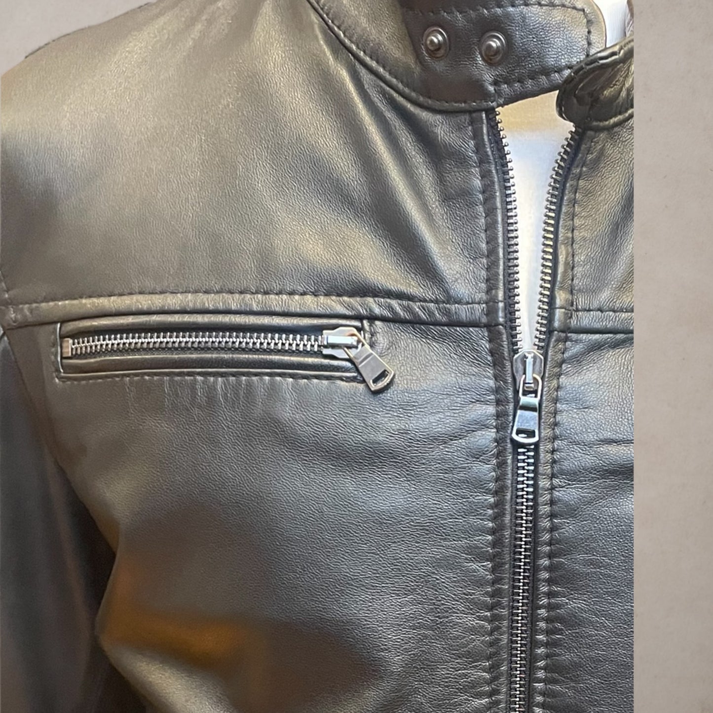 Biker Zip Black Leather Jacket