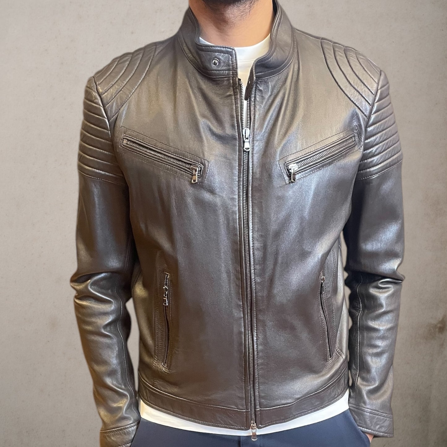 Biker Brown  Leather Jacket