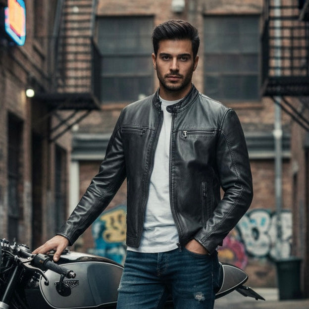 Biker Dan  Black Leather Jacket