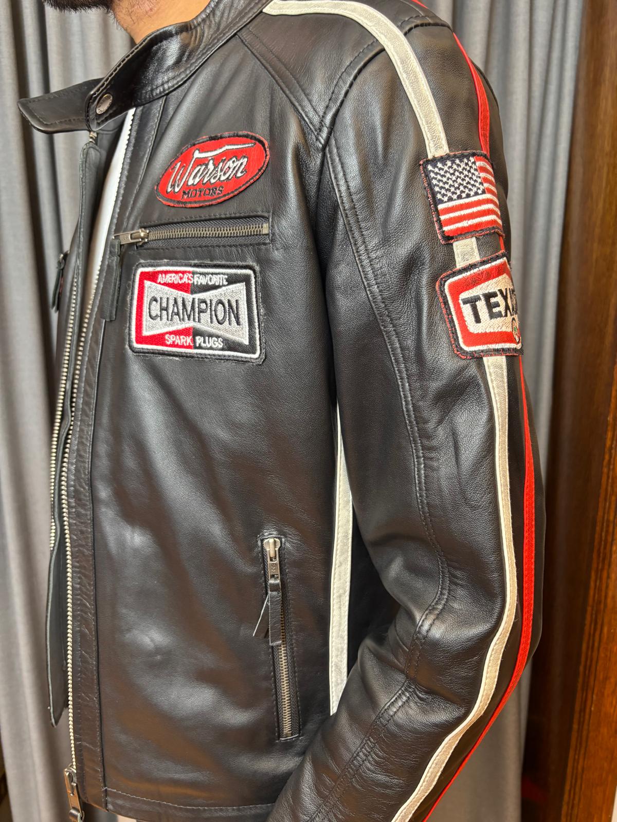 Biker Black Leather STP Jacket