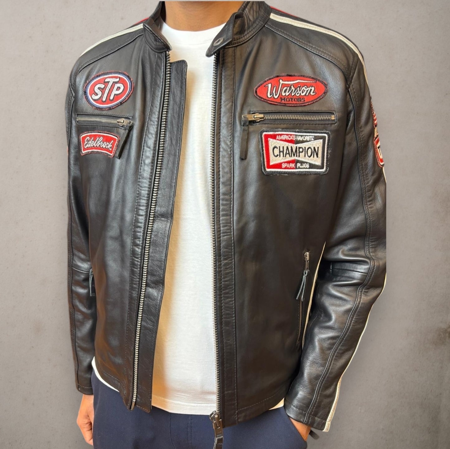 Biker Black Leather STP Jacket