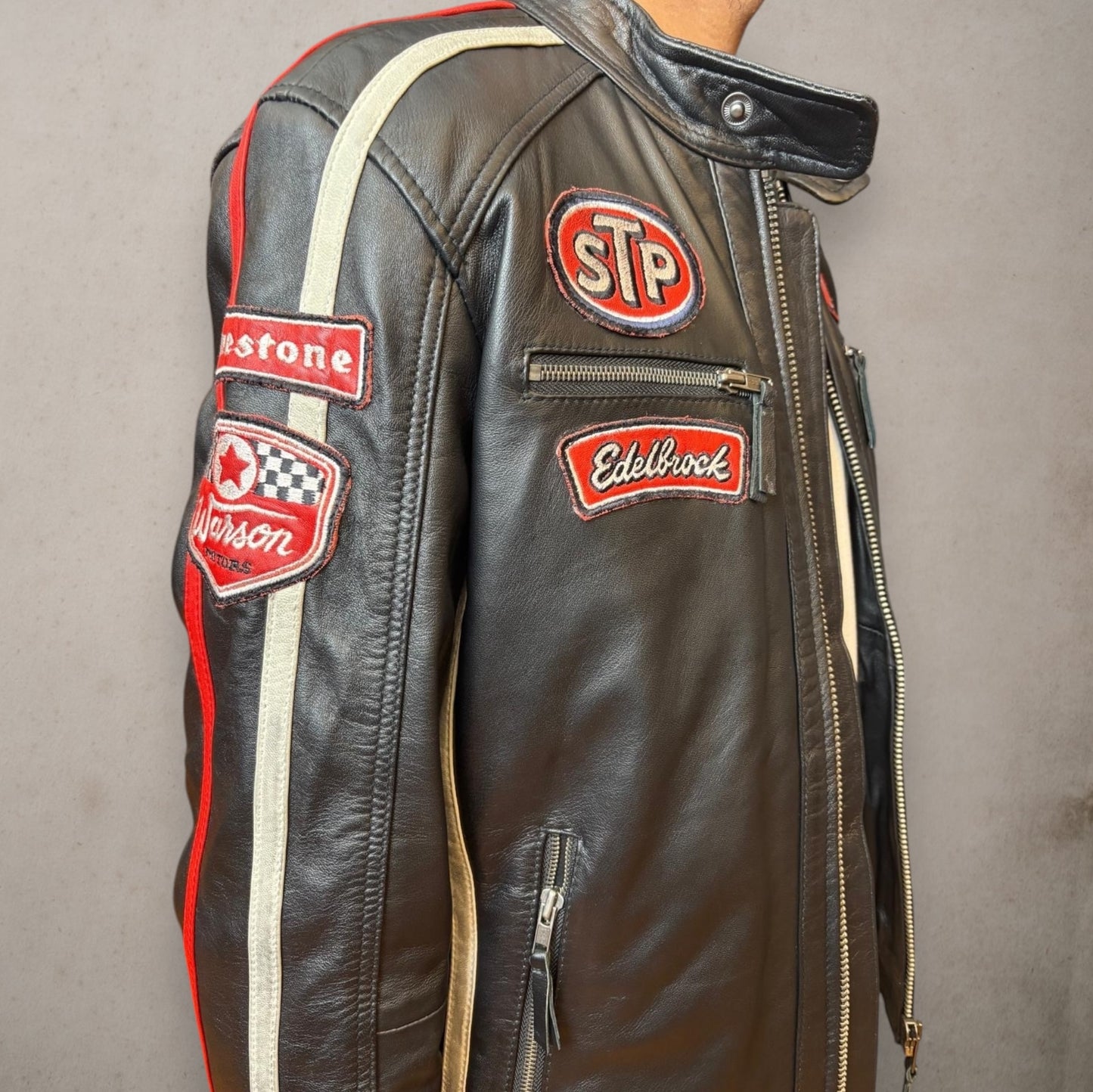 Biker Black Leather STP Jacket