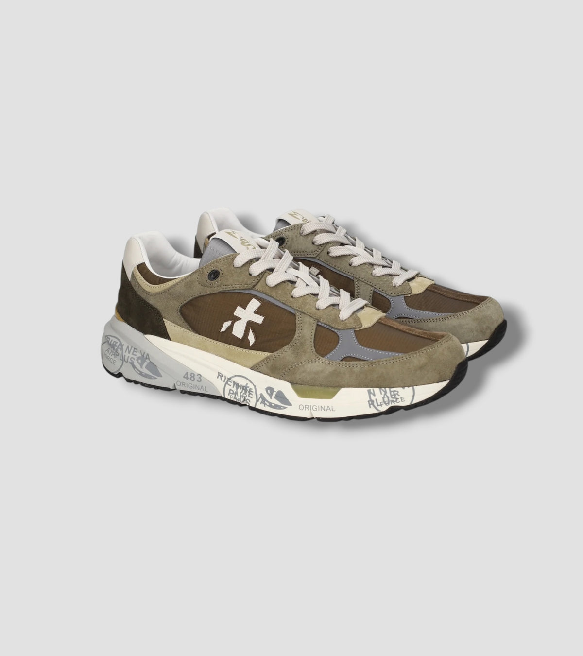 Sneakers Mase25  8423 Sage Green and Brown