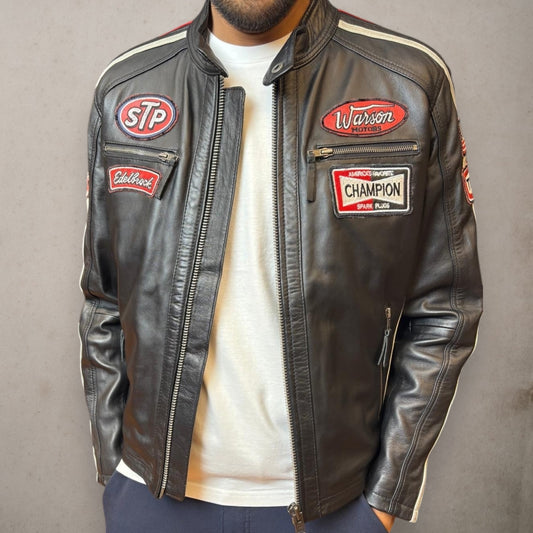 Biker Black Leather STP Jacket