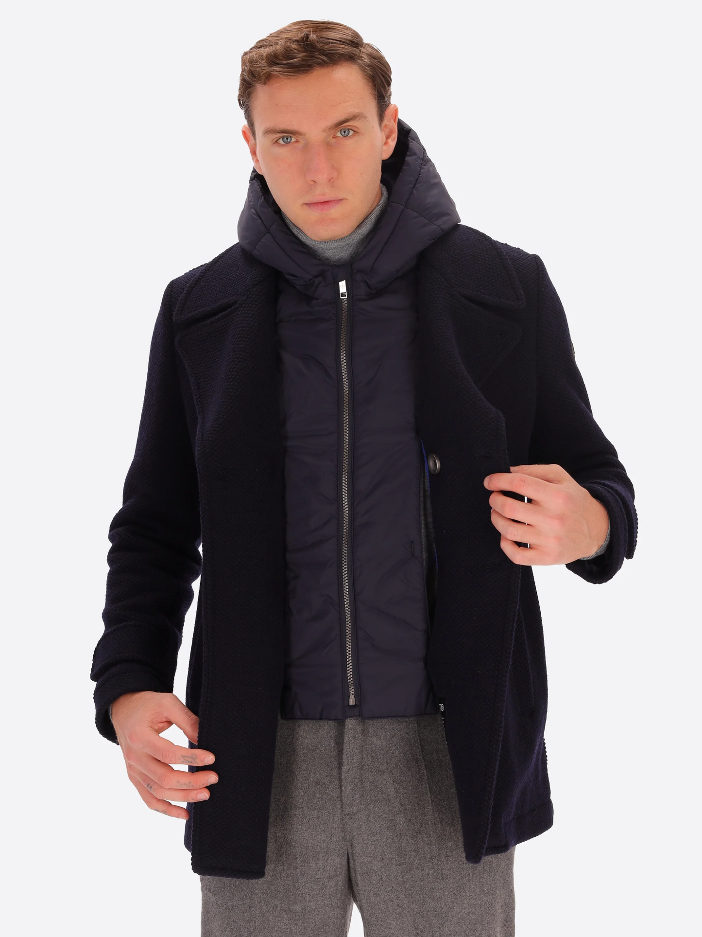 Double-breasted  Wool Piquet   Navy