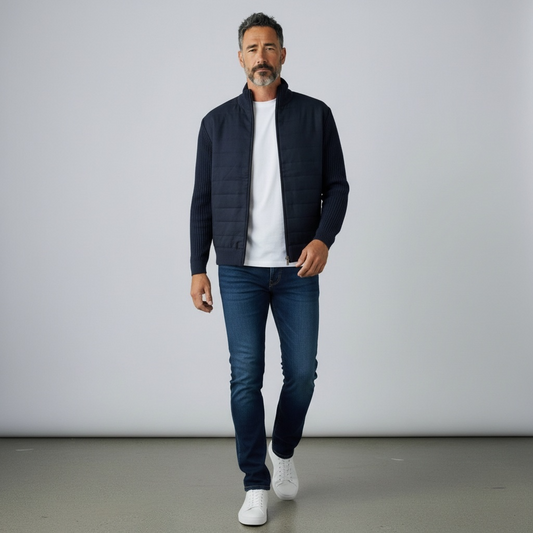 Giacca blu navy in maglia Paul grigio chiaro