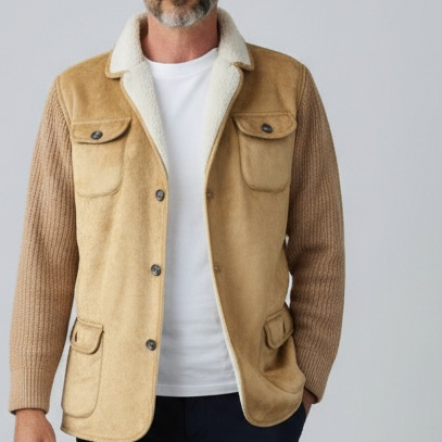 Denny  4-Pocket Beige  Microfibre And Wool Jacket l - Vaturi