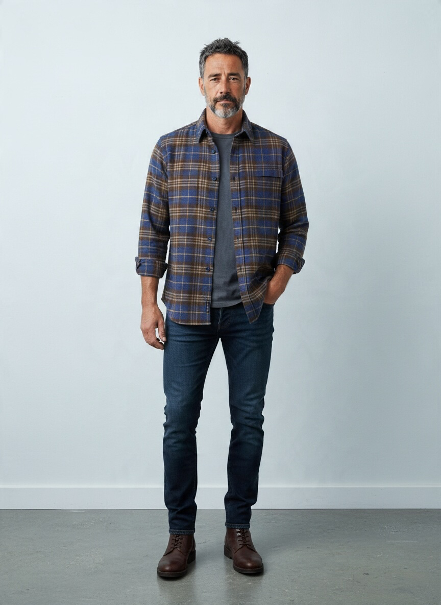 Camicia Blu Navy Cashmere e Cotone Bastoncino