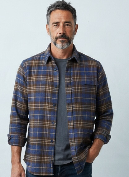 Camicia Blu Navy Cashmere e Cotone Bastoncino