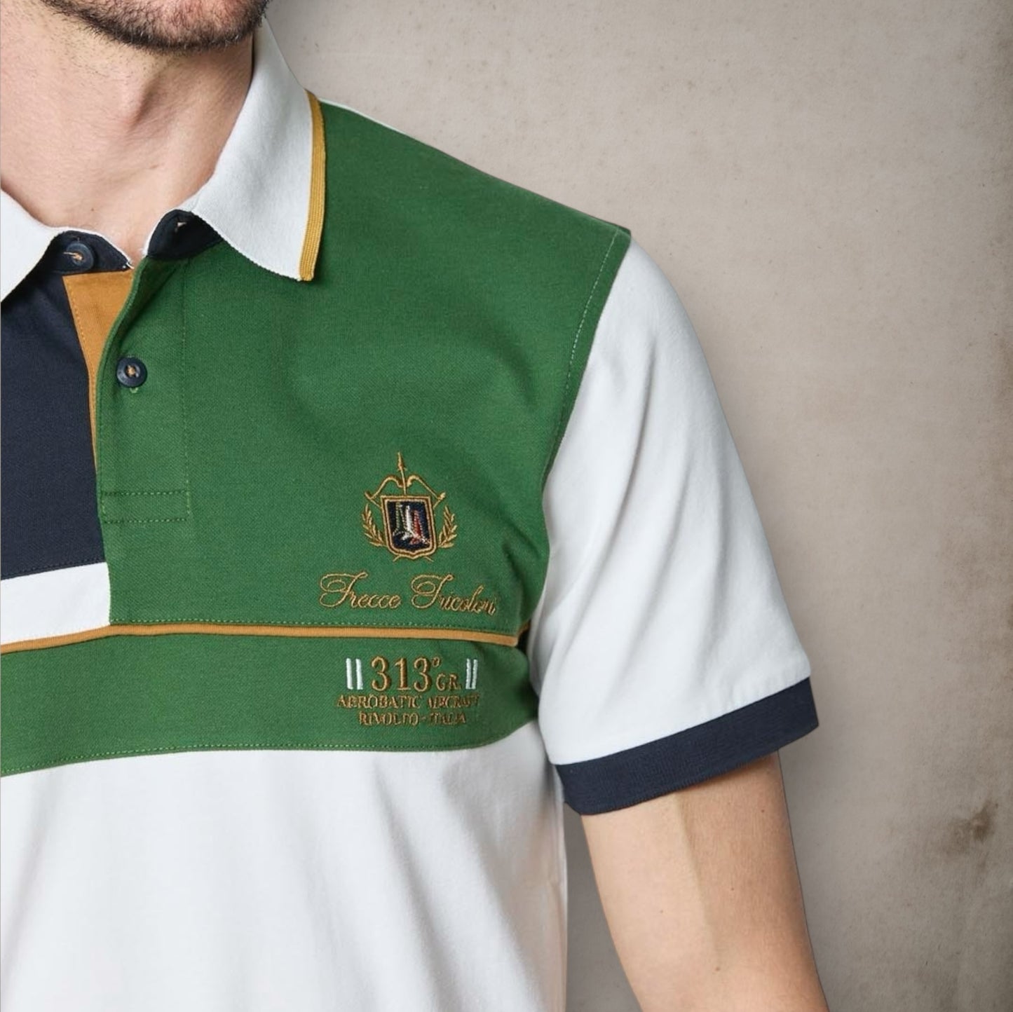 Polo Embrodered Green Color Block