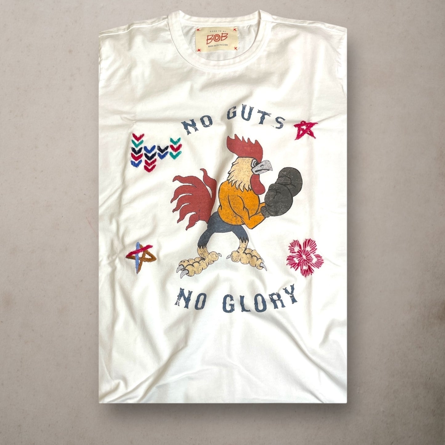 T-shirt Embroidered No Guts No Glory