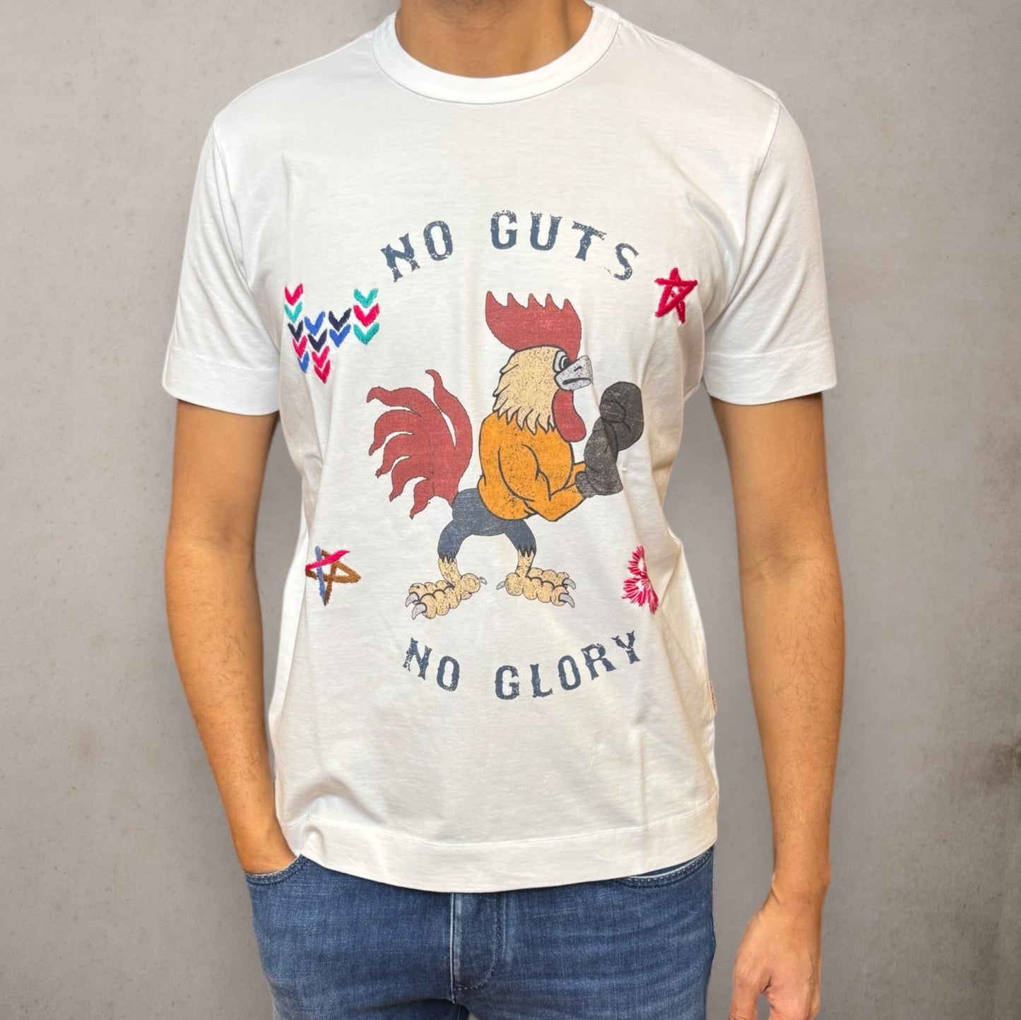 T-shirt Embroidered No Guts No Glory