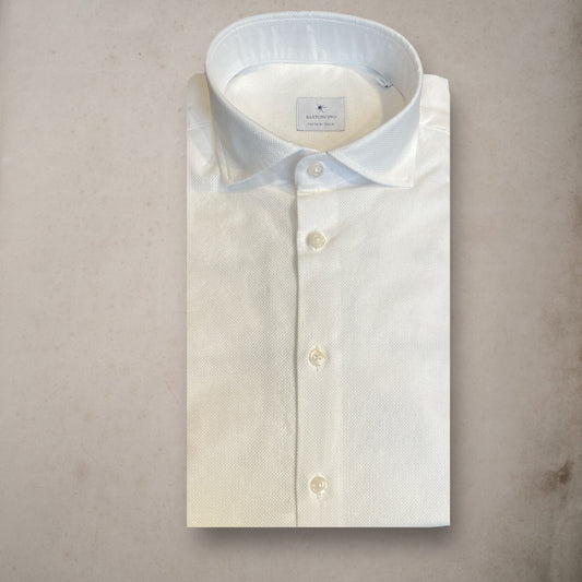 Cotton White Nido d'Ape  Shirt