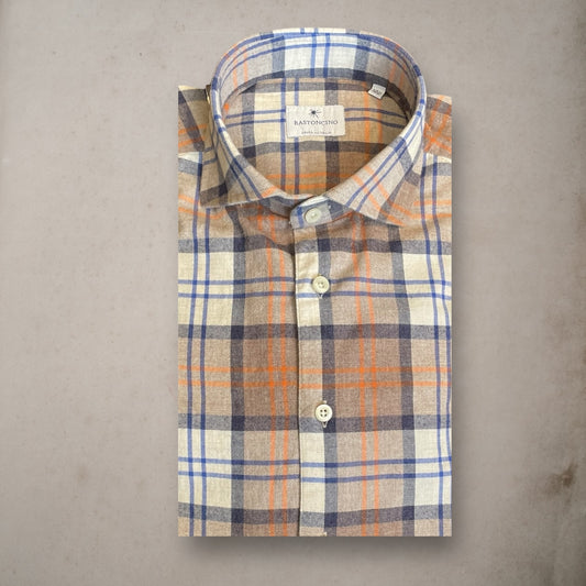 Check Flannel Shirt Orange Brown