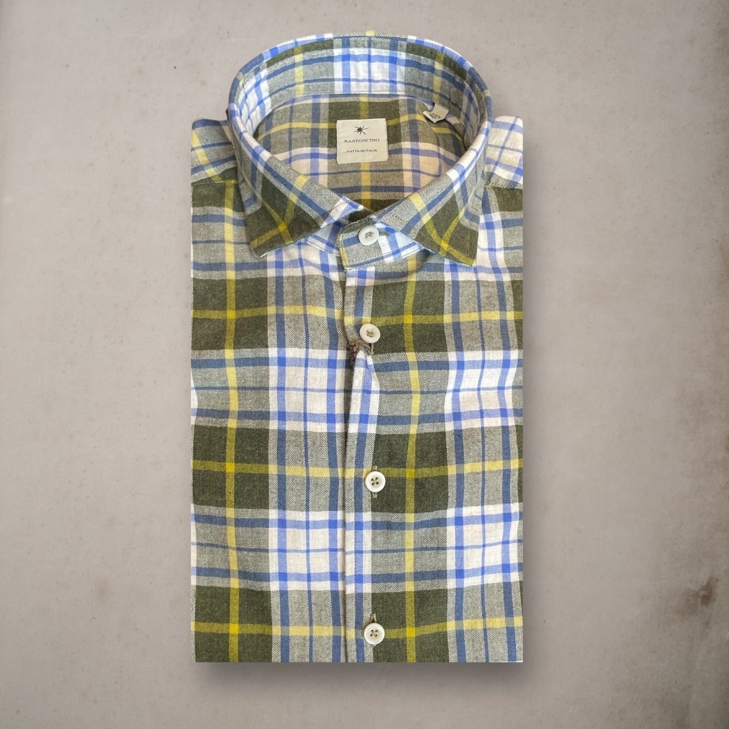 Shirt  Madras Yellow Green Bastoncino