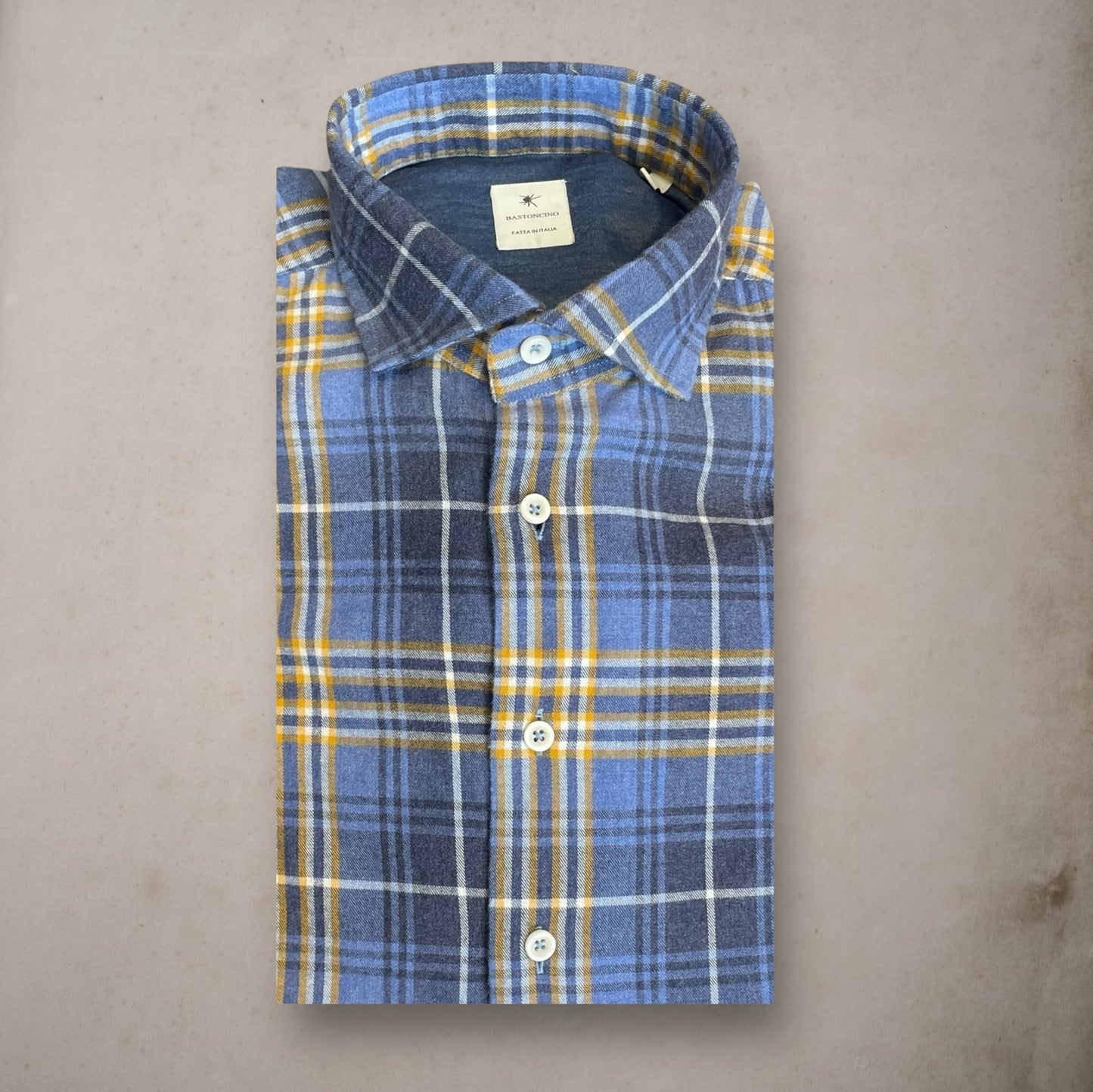 Shirt  Madras Yellow Navy Bastoncino