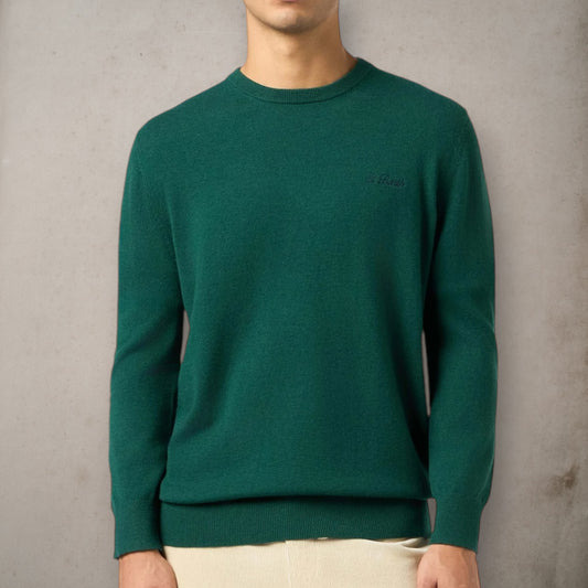 Green Blended Cashmere Crewneck Sweater