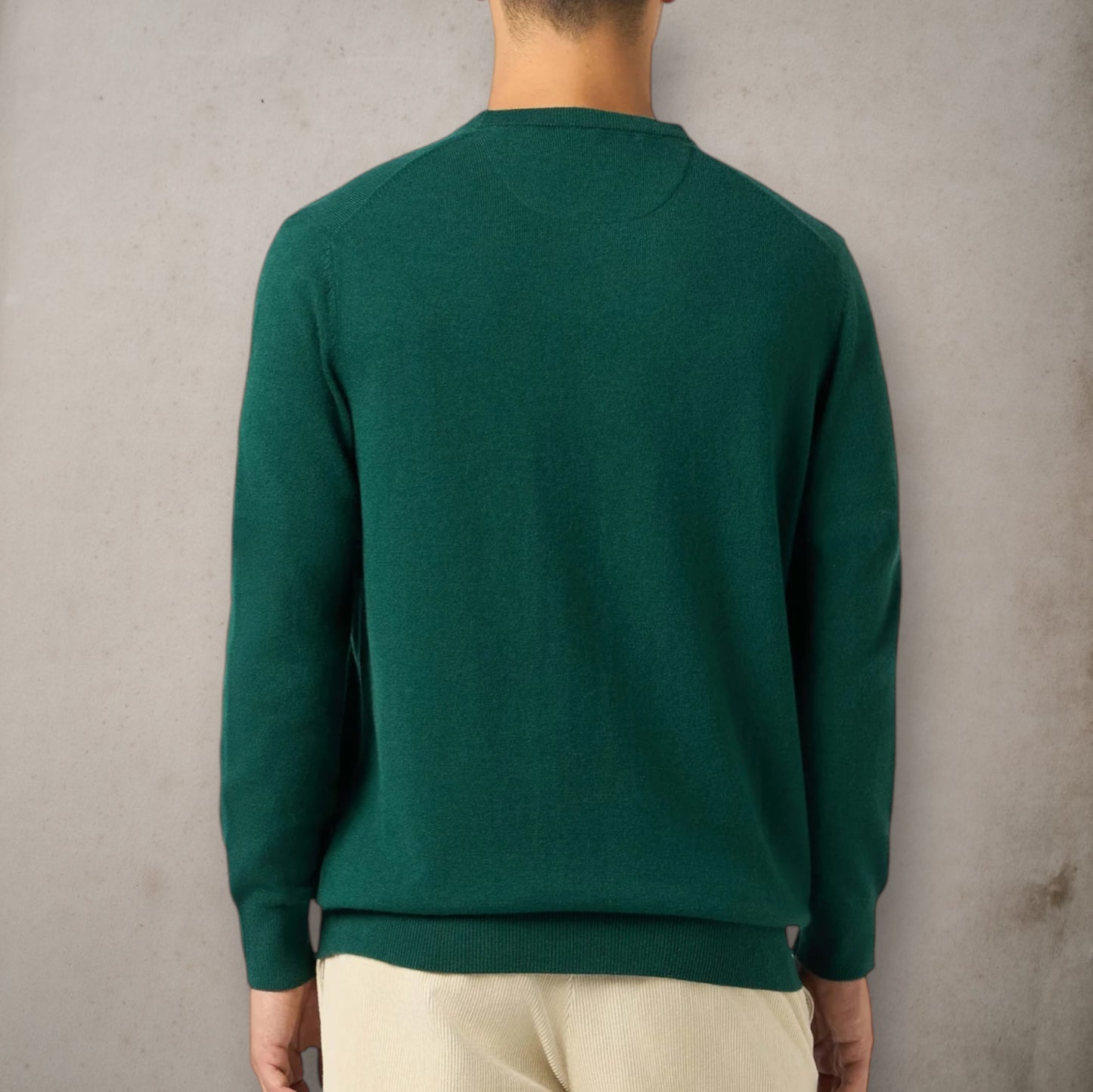 Green Blended Cashmere Crewneck Sweater