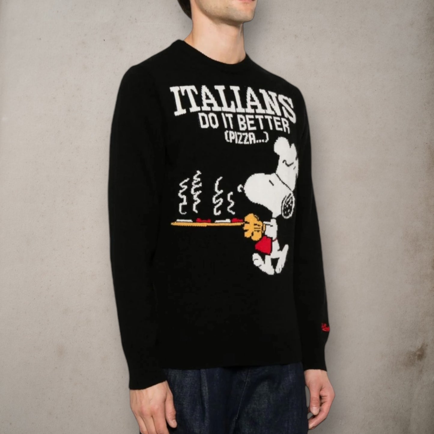 Black Cashmere Crewneck Sweater Pizza