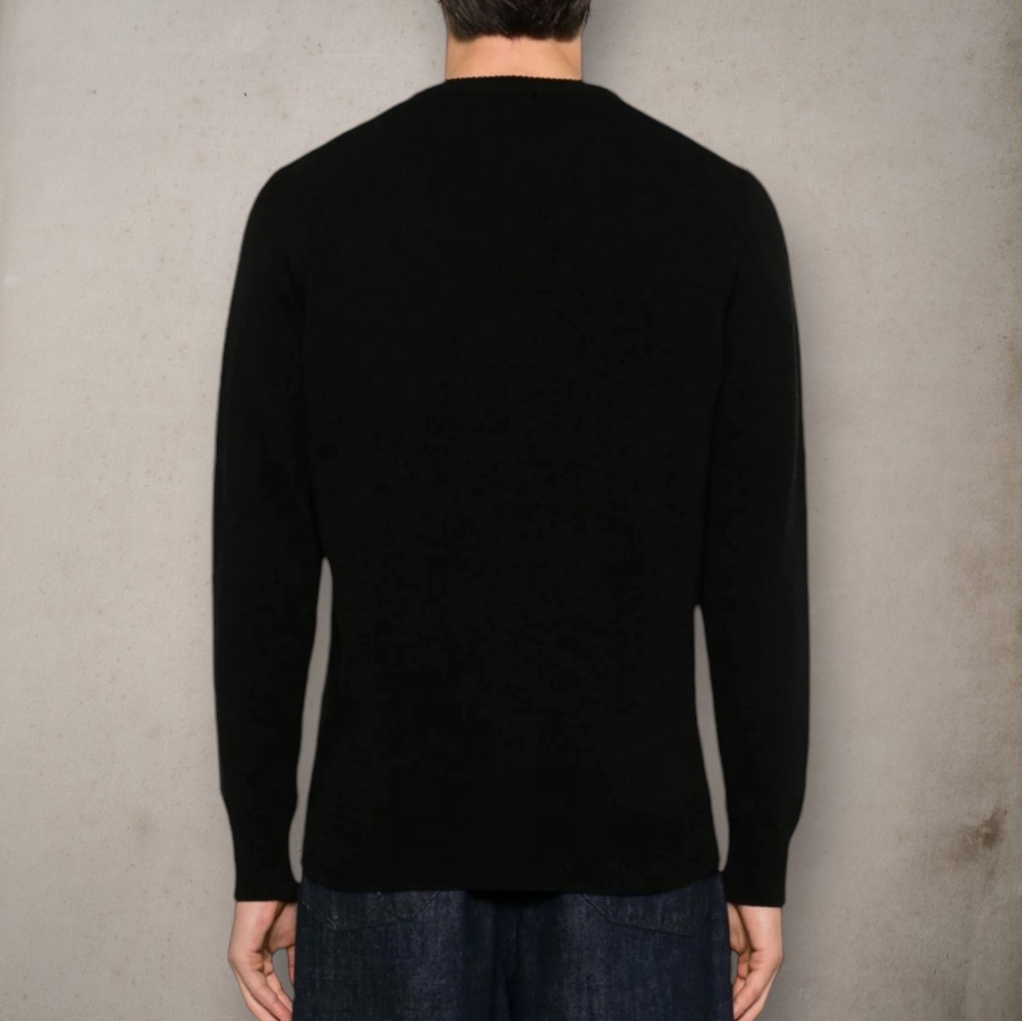 Black Cashmere Crewneck Sweater Pizza