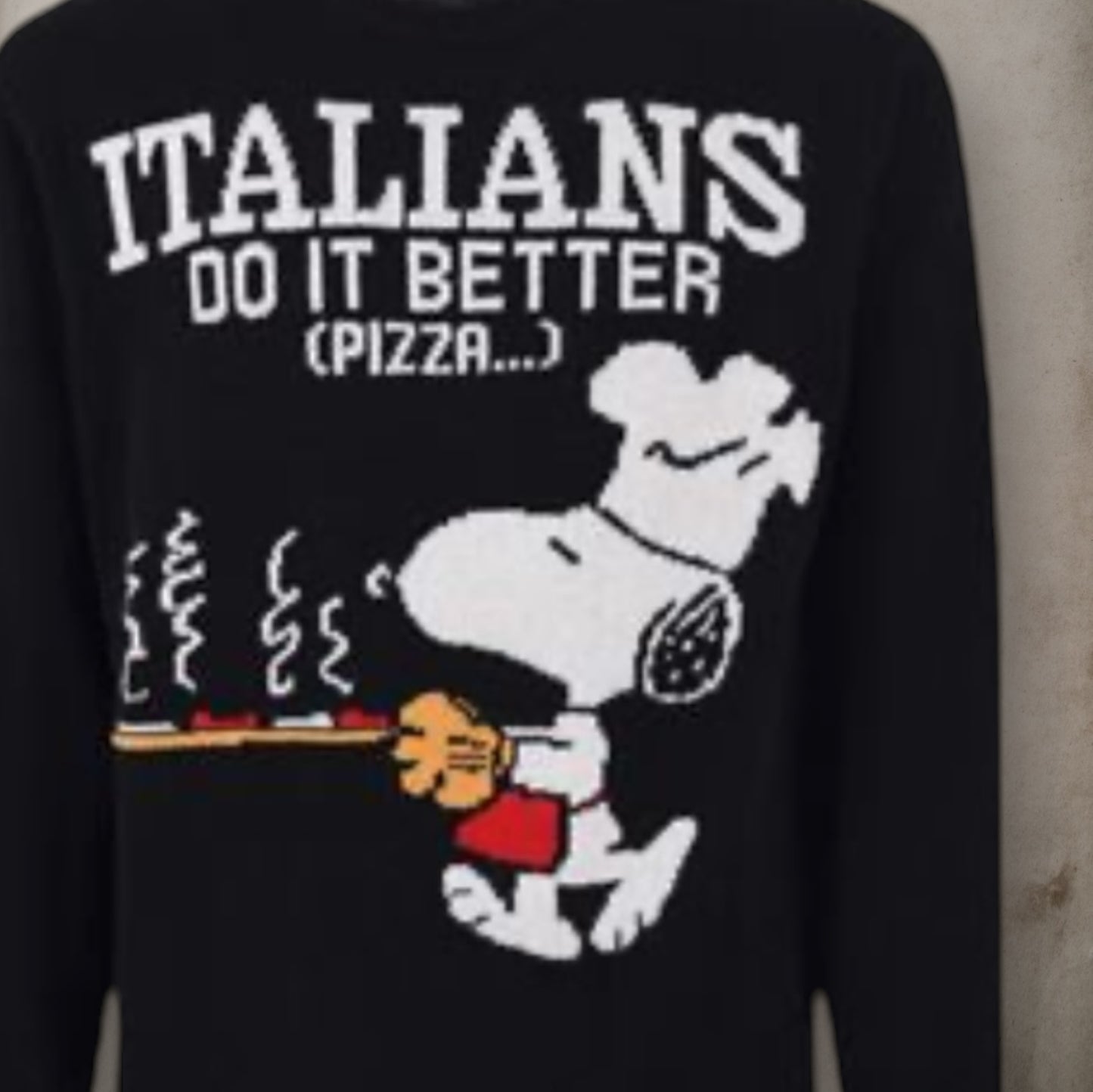 Black Cashmere Crewneck Sweater Pizza