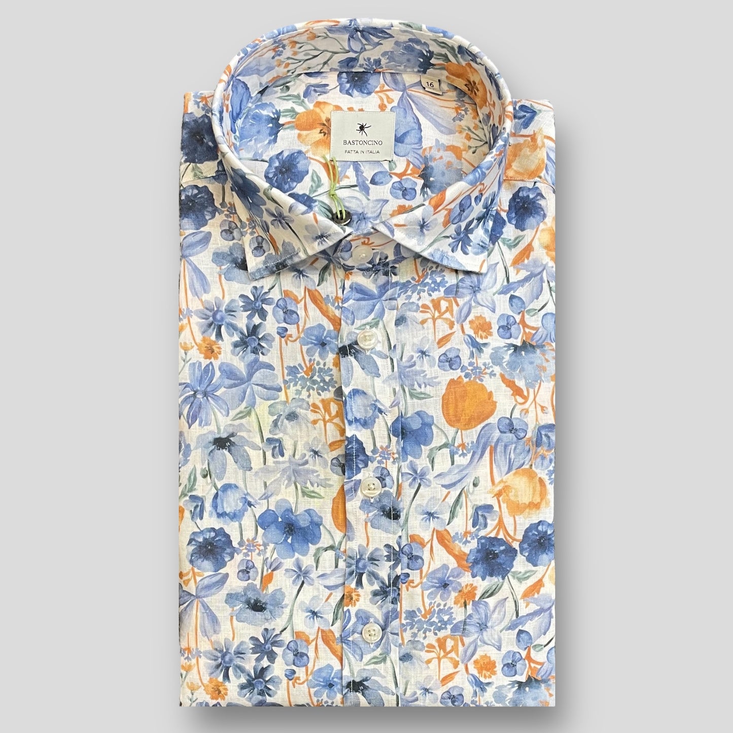 Shirt Orange  Flowers Bastoncino